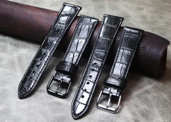 Stil subțire 20mm*16mm Negru Premium Curea Moale Piele de Crocodil Piele Curea din Piele pentru Bărbați Confortabil Aligator Watchbands