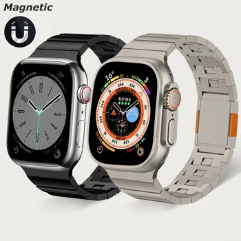 Titan Culoare Curea Magnetica Pentru Apple Watch Seria Ultra 8 7 49mm 45mm 44mm 42mm Catarama din Otel Inoxidabil Trupa iWatch 38 40 41mm