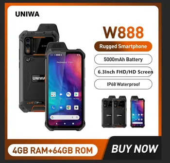 UNIWA W888 Smartphone rezistent la apa 4GB+64GB 6.3 Inch FHD/HD 4G Walkie Talkie ASV telefon Mobil 5000mAh NFC Andriod 11 Telefoane Mobile ATEX