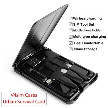 Urban Survival Card multi-funcția de Linie de Date de Conversie Cap fără Fir Încărcător Universal Universal Portabil Sac de Depozitare