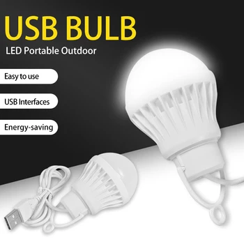 USB LED Lumină Bec Portabil Camping Light Mini Bec 5V Putere de Lumină de Carte de Studiu pentru studenții Lampa de Masa în aer liber, Pescuit Iluminat