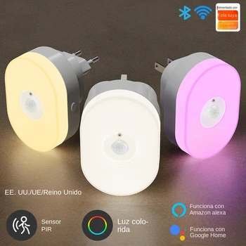WiFi Tuya Smart Led Lumina de Noapte Senzor de Mișcare PIR, Ue Ne-a Unit Conectați Lampa de Perete Alb Cald, RGB Camera App Voce Pentru Alexa de Start Google